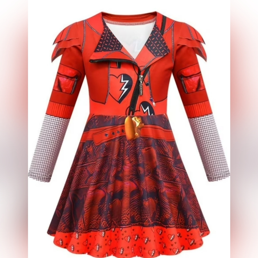 Kids Red Costume - Girl's Red Descendants Halloween Costume.